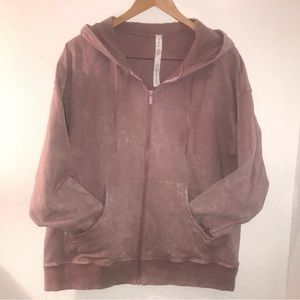 Lululemon Ready To Roll Washed Vintage Tie Dye Mauve Full Zip Hoodie Womens 10